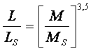Vztah hmotnost-zářivý výkon Vztah L/Ls = (M/Ms)^3,5