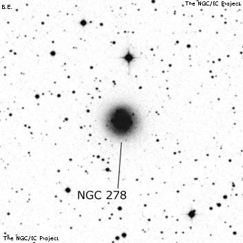 Negativní snímek oblohy NGC 278