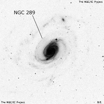 Negativní snímek oblohy NGC 289