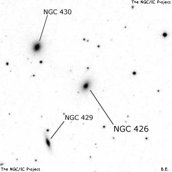 Negativní snímek oblohy NGC 426
