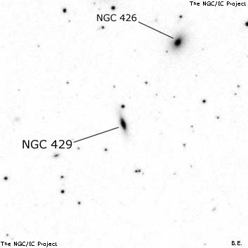 Negativní snímek oblohy NGC 429