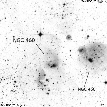 Negativní snímek oblohy NGC 460
