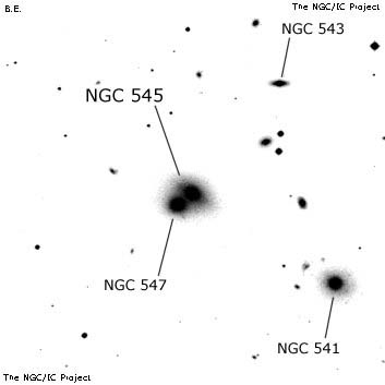 Negativní snímek oblohy NGC 545