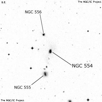 Negativní snímek oblohy NGC 554