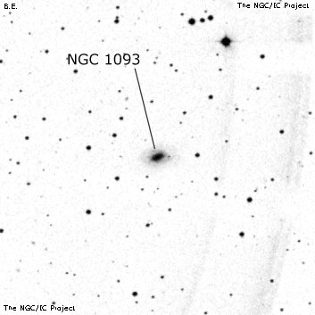 Negativní snímek oblohy NGC 1093