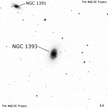 Negativní snímek oblohy NGC 1393