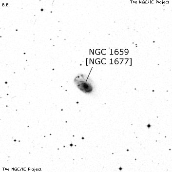 Negativní snímek oblohy NGC 1659