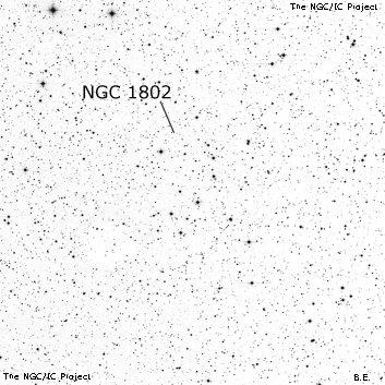 Negativní snímek oblohy NGC 1802