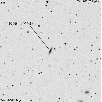 Negativní snímek oblohy NGC 2450