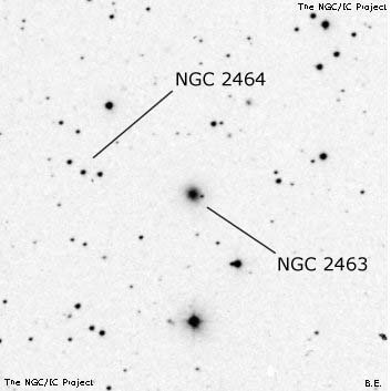 Negativní snímek oblohy NGC 2463