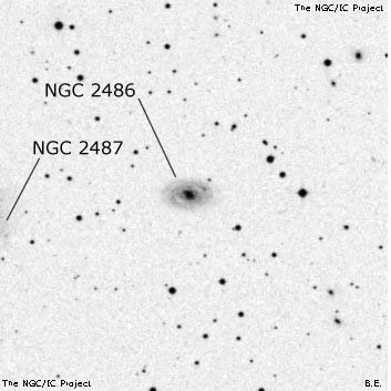 Negativní snímek oblohy NGC 2486
