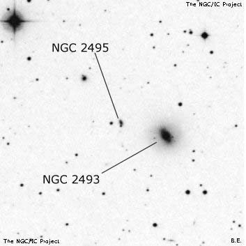 Negativní snímek oblohy NGC 2495