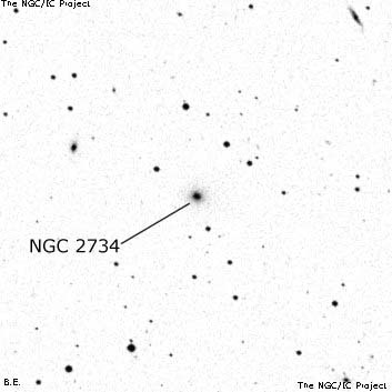 Negativní snímek oblohy NGC 2734