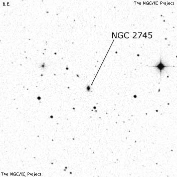 Negativní snímek oblohy NGC 2745