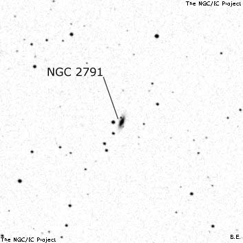 Negativní snímek oblohy NGC 2791