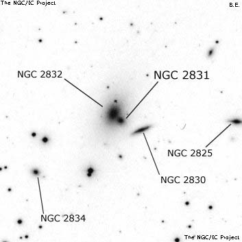 Negativní snímek oblohy NGC 2831