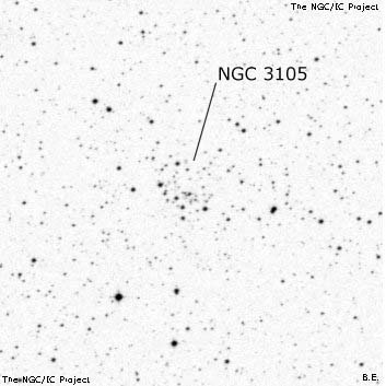 Negativní snímek oblohy NGC 3105
