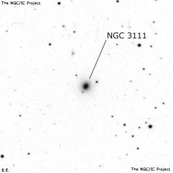 Negativní snímek oblohy NGC 3111