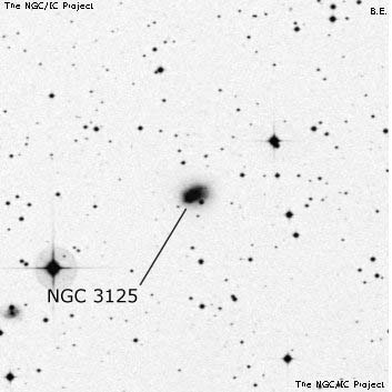 Negativní snímek oblohy NGC 3125