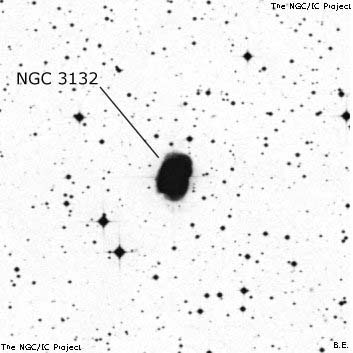 Negativní snímek oblohy NGC 3132