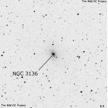 Negativní snímek oblohy NGC 3136
