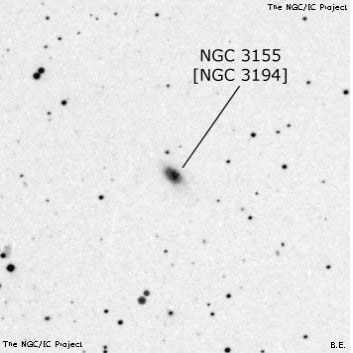 Negativní snímek oblohy NGC 3155