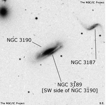 Negativní snímek oblohy NGC 3189