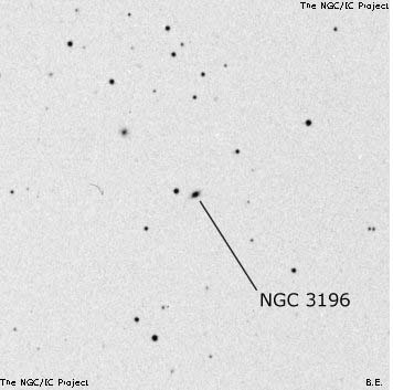 Negativní snímek oblohy NGC 3196