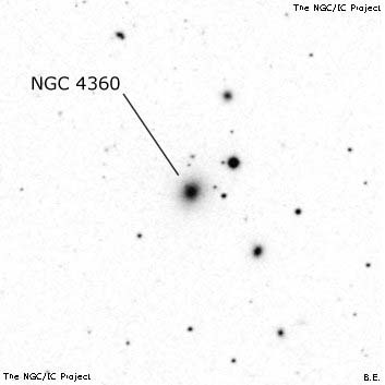 Negativní snímek oblohy NGC 4360
