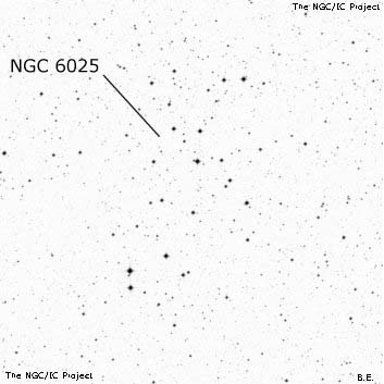 Negativní snímek oblohy NGC 6025