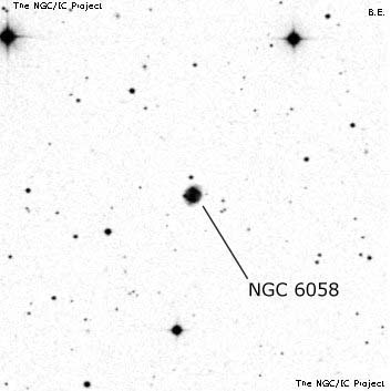 Negativní snímek oblohy NGC 6058