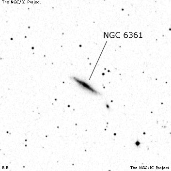 Negativní snímek oblohy NGC 6361