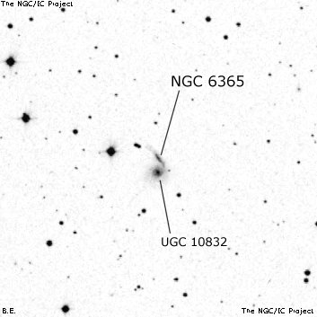 Negativní snímek oblohy NGC 6365