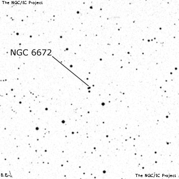 Negativní snímek oblohy NGC 6672
