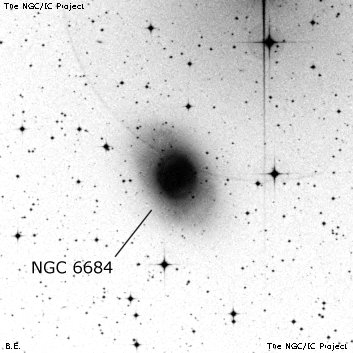 Negativní snímek oblohy NGC 6684