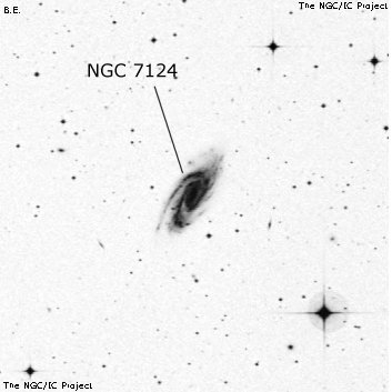 Negativní snímek oblohy NGC 7124