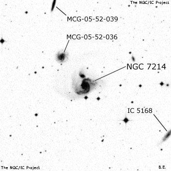 Negativní snímek oblohy NGC 7214