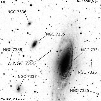 Negativní snímek oblohy NGC 7333