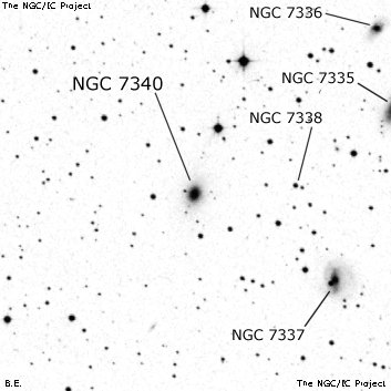 Negativní snímek oblohy NGC 7340