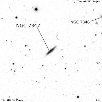 Negativní snímek oblohy NGC 7347