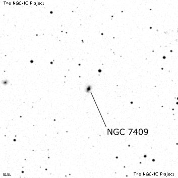 Negativní snímek oblohy NGC 7409