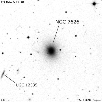 Negativní snímek oblohy NGC 7626