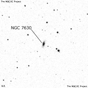 Negativní snímek oblohy NGC 7630