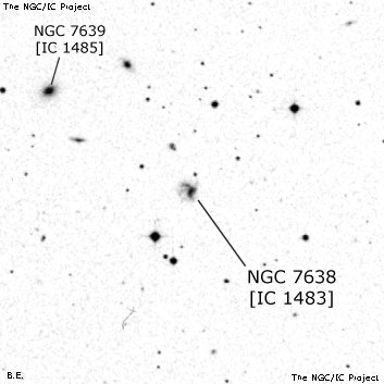 Negativní snímek oblohy NGC 7638
