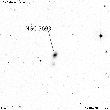 Negativní snímek oblohy NGC 7693