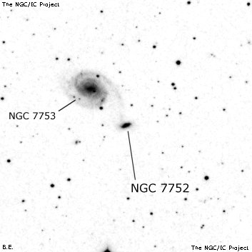 Negativní snímek oblohy NGC 7752
