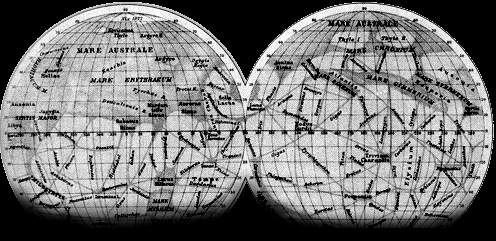 Mapa od Schiaparelli z roku 1877