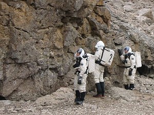 400 miliónů staré zkamenělé vláknité řasy na skále Devo.